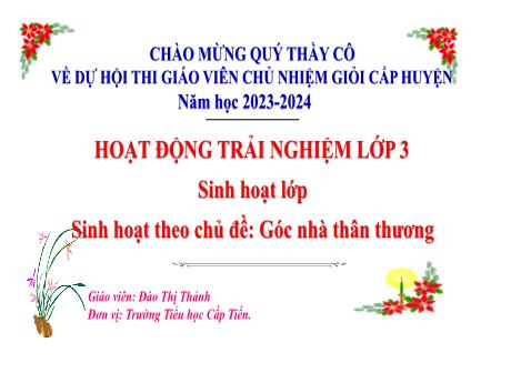 Bài giảng HĐTN 3 (Kết nối tri thức) - Tuần 14, Sinh hoạt lớp: Sinh hoạt theo chủ đề: Góc nhà thân thương (Đào Thị Thảnh)