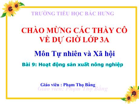 Bài giảng TNXH 3 (Kết nối tri thức) - Bài 9: Hoạt động sản xuất nông nghiệp (Phạm Thọ Bằng)