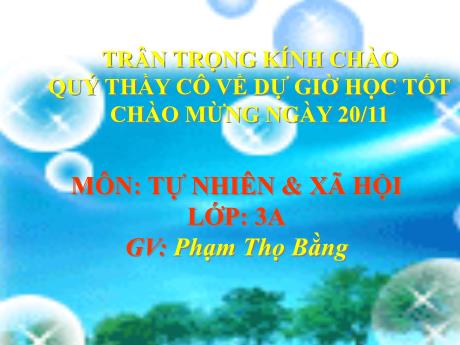 Bài giảng TNXH 3 - Tuần 12: Phòng tránh hỏa hoạn khi ở nhà + Chào mừng 20/11 (Phạm Thọ Bằng)