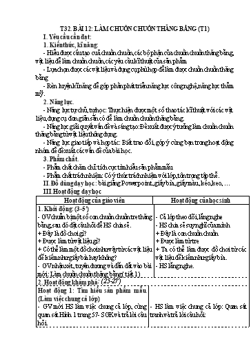 Kế hoạch bài dạy Công Nghệ 4 - Tuần 32, Bài 12: Làm chuồn chuồn thăng bằng (Tiết 1)