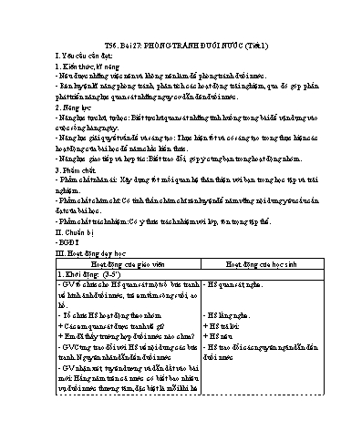 Kế hoạch bài dạy Khoa Học 4 - Tuần 28, Bài 27: Phòng tránh đuối nước (Tiết 1)
