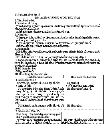 Kế hoạch bài dạy Lịch Sử và Địa Lí 5 - Tiết 16, Bài 6: Vương quốc Phù Nam