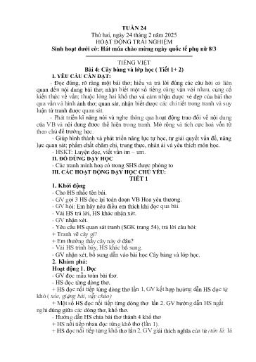 Kế hoạch bài dạy Lớp 1A - Tuần 24 Năm học 2024-2025