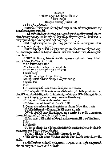 Kế hoạch bài dạy Lớp 1A - Tuần 25 Năm học 2023-2024