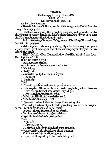 Kế hoạch bài dạy Lớp 1A - Tuần 27 Năm học 2023-2024