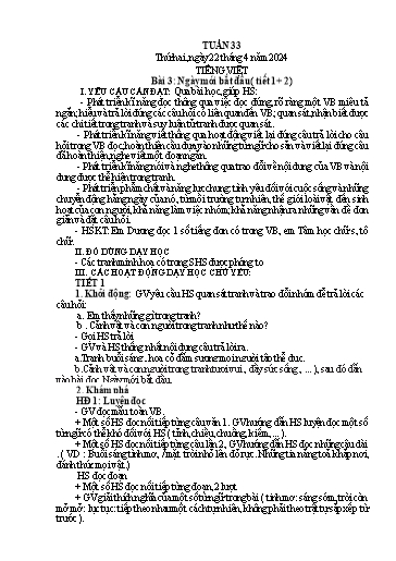 Kế hoạch bài dạy Lớp 1A - Tuần 33 Năm học 2023-2024