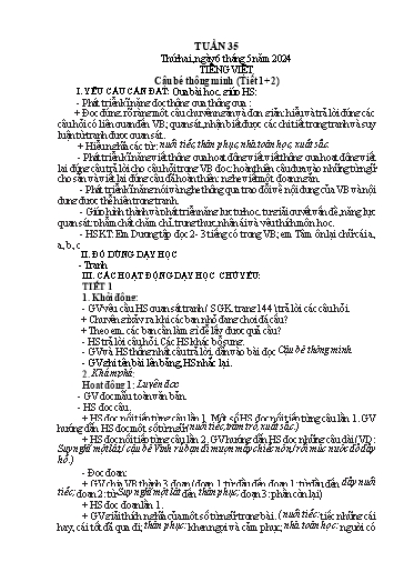 Kế hoạch bài dạy Lớp 1A - Tuần 35 Năm học 2023-2024