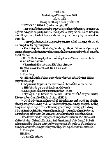 Kế hoạch bài dạy Lớp 1A - Tuần 36 Năm học 2023-2024
