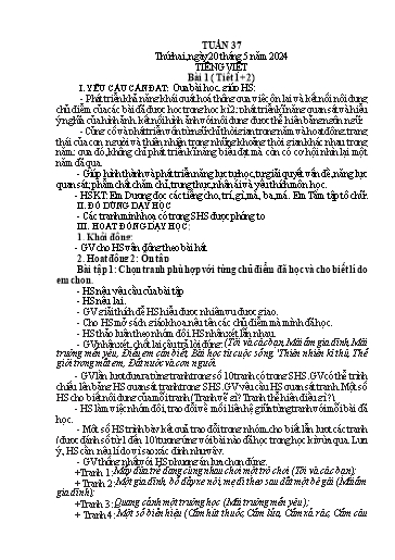 Kế hoạch bài dạy Lớp 1A - Tuần 37 Năm học 2023-2024