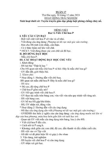 Kế hoạch bài dạy Lớp 2B - Tuần 17 Năm học 2024-2025