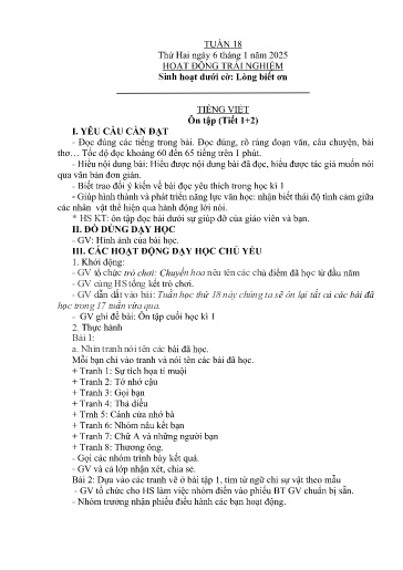 Kế hoạch bài dạy Lớp 2B - Tuần 18 Năm học 2024-2025