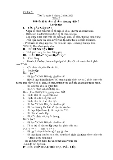 Kế hoạch bài dạy Lớp 2B - Tuần 21 Năm học 2024-2025
