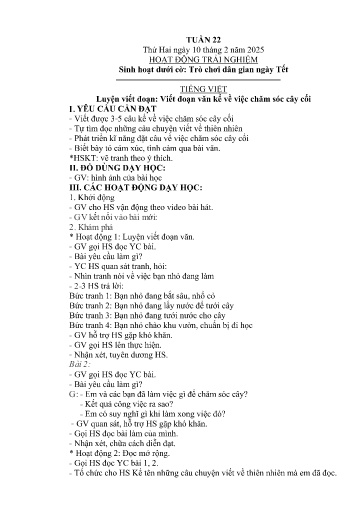 Kế hoạch bài dạy Lớp 2B - Tuần 22 Năm học 2024-2025
