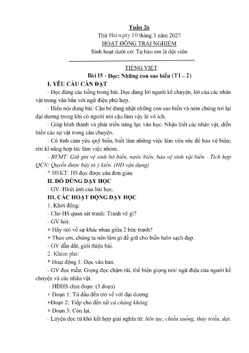 Kế hoạch bài dạy Lớp 2B - Tuần 26 Năm học 2024-2025