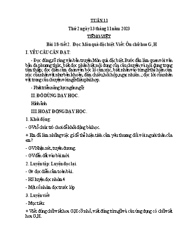 Kế hoạch bài dạy Lớp 3A - Tuần 11 Năm học 2023-2024