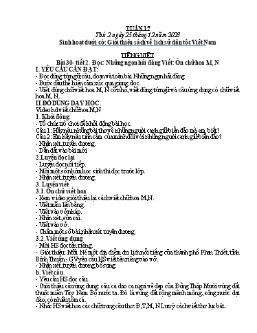 Kế hoạch bài dạy Lớp 3A - Tuần 17 Năm học 2023-2024