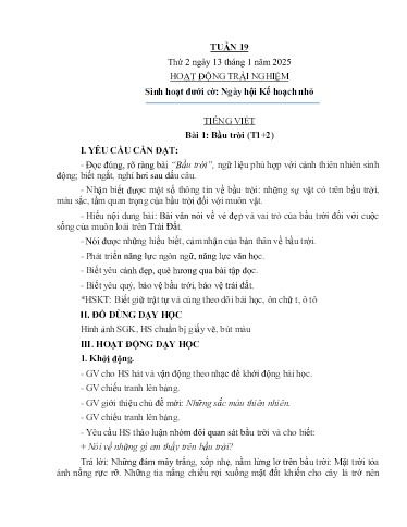 Kế hoạch bài dạy Lớp 3A - Tuần 19 Năm học 2024-2025