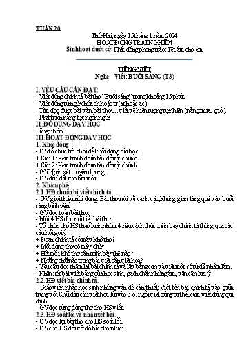 Kế hoạch bài dạy Lớp 3A - Tuần 20 Năm học 2023-2024