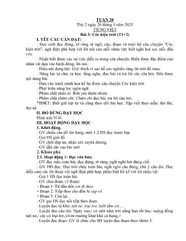 Kế hoạch bài dạy Lớp 3A - Tuần 20 Năm học 2024-2025