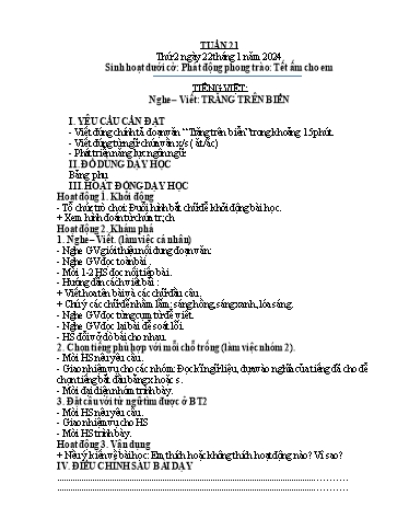 Kế hoạch bài dạy Lớp 3A - Tuần 21 Năm học 2023-2024