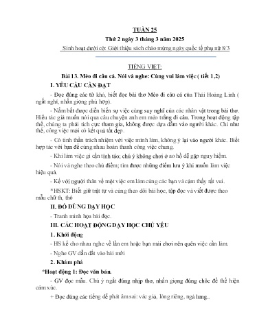 Kế hoạch bài dạy Lớp 3A - Tuần 25 Năm học 2024-2025