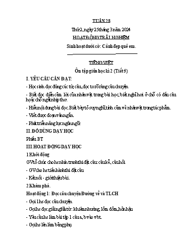 Kế hoạch bài dạy Lớp 3A - Tuần 29 Năm học 2023-2024