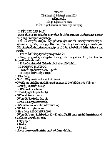Kế hoạch bài dạy Lớp 3A - Tuần 3 Năm học 2023-2024