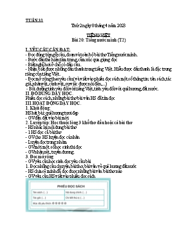 Kế hoạch bài dạy Lớp 3A - Tuần 31 Năm học 2023-2024