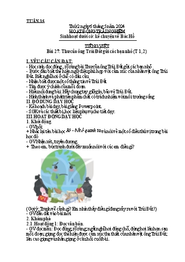 Kế hoạch bài dạy Lớp 3A - Tuần 35 Năm học 2023-2024