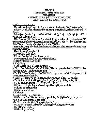 Kế hoạch bài dạy Lớp 3A - Tuần 36 Năm học 2023-2024