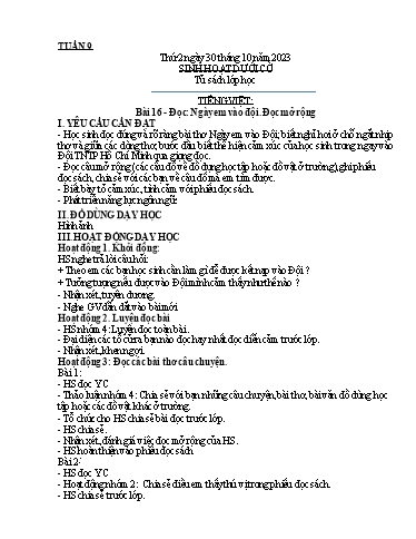 Kế hoạch bài dạy Lớp 3A - Tuần 9 Năm học 2023-2024