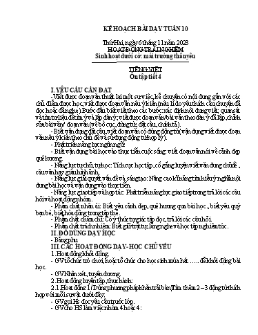 Kế hoạch bài dạy Lớp 4A - Tuần 10 Năm học 2023-2024