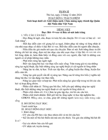 Kế hoạch bài dạy Lớp 4A - Tuần 12 (2/12 - 6/12/2024) Năm học 2024-2025