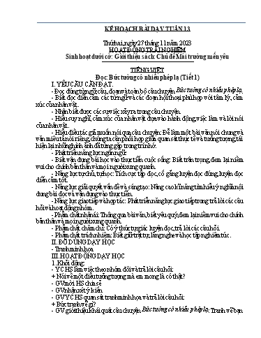 Kế hoạch bài dạy Lớp 4A - Tuần 13 Năm học 2023-2024