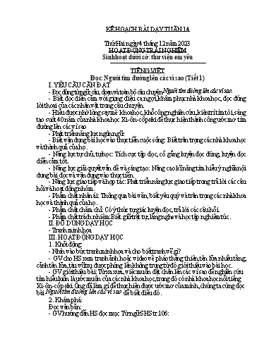 Kế hoạch bài dạy Lớp 4A - Tuần 14 Năm học 2023-2024