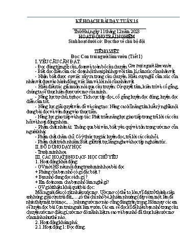 Kế hoạch bài dạy Lớp 4A - Tuần 15 Năm học 2023-2024