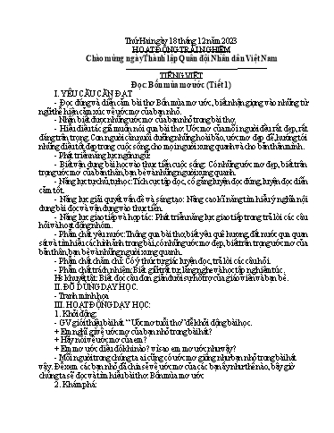 Kế hoạch bài dạy Lớp 4A - Tuần 16 Năm học 2023-2024