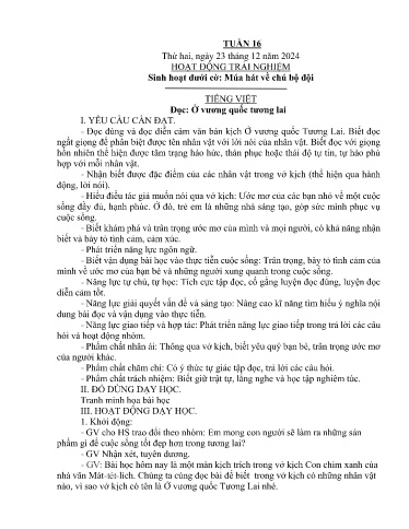 Kế hoạch bài dạy Lớp 4A - Tuần 16 Năm học 2024-2025