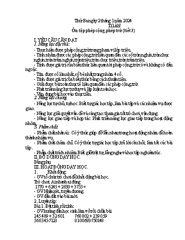 Kế hoạch bài dạy Lớp 4A - Tuần 18 Năm học 2023-2024