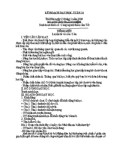 Kế hoạch bài dạy Lớp 4A - Tuần 20 Năm học 2023-2024