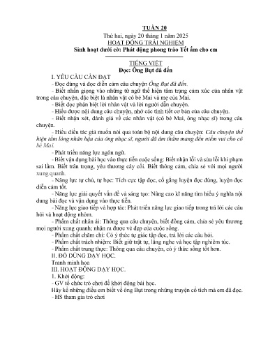 Kế hoạch bài dạy Lớp 4A - Tuần 20 Năm học 2024-2025