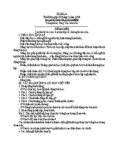 Kế hoạch bài dạy Lớp 4A - Tuần 22 Năm học 2023-2024