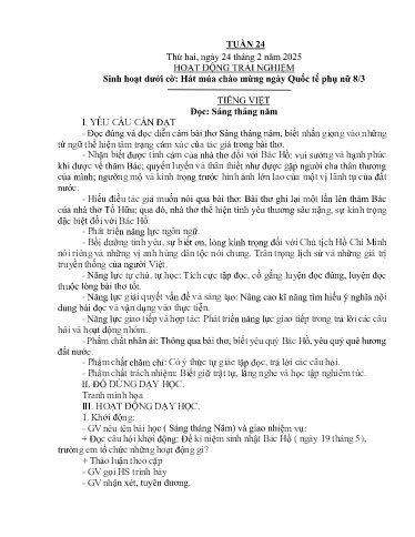 Kế hoạch bài dạy Lớp 4A - Tuần 24 Năm học 2024-2025