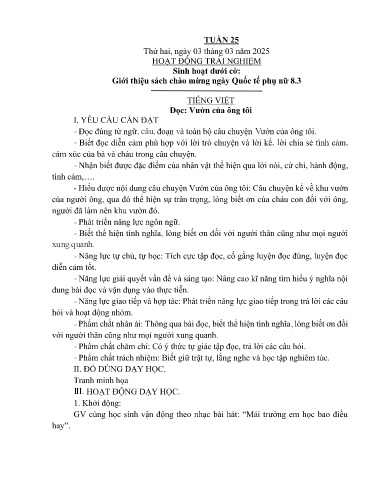 Kế hoạch bài dạy Lớp 4A - Tuần 25 Năm học 2024-2025