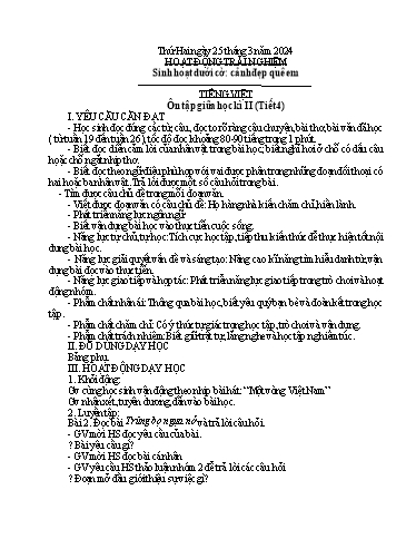 Kế hoạch bài dạy Lớp 4A - Tuần 29 Năm học 2023-2024