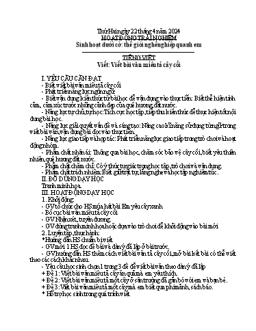 Kế hoạch bài dạy Lớp 4A - Tuần 33 Năm học 2023-2024