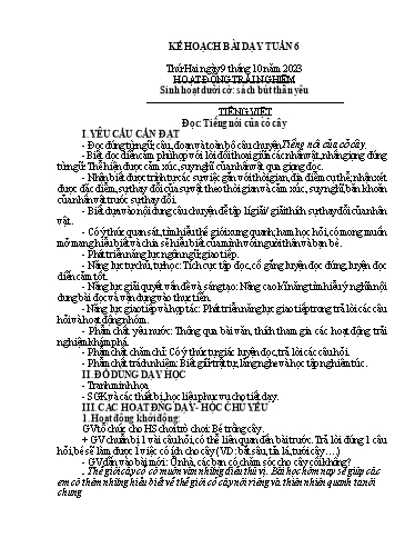 Kế hoạch bài dạy Lớp 4A - Tuần 6 Năm học 2023-2024