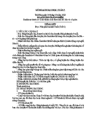 Kế hoạch bài dạy Lớp 4A - Tuần 7 Năm học 2023-2024
