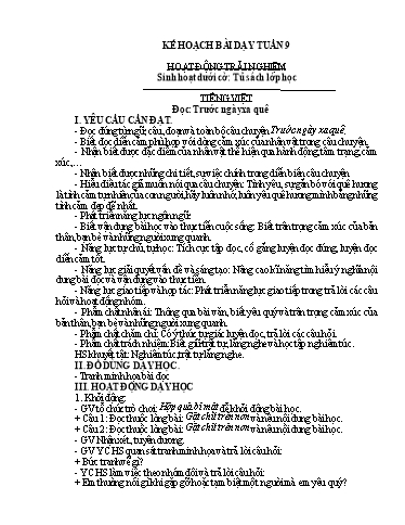Kế hoạch bài dạy Lớp 4A - Tuần 9 Năm học 2023-2024