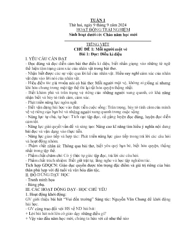 Kế hoạch bài dạy Lớp 4B - Tuần 1 Năm học 2024-2025